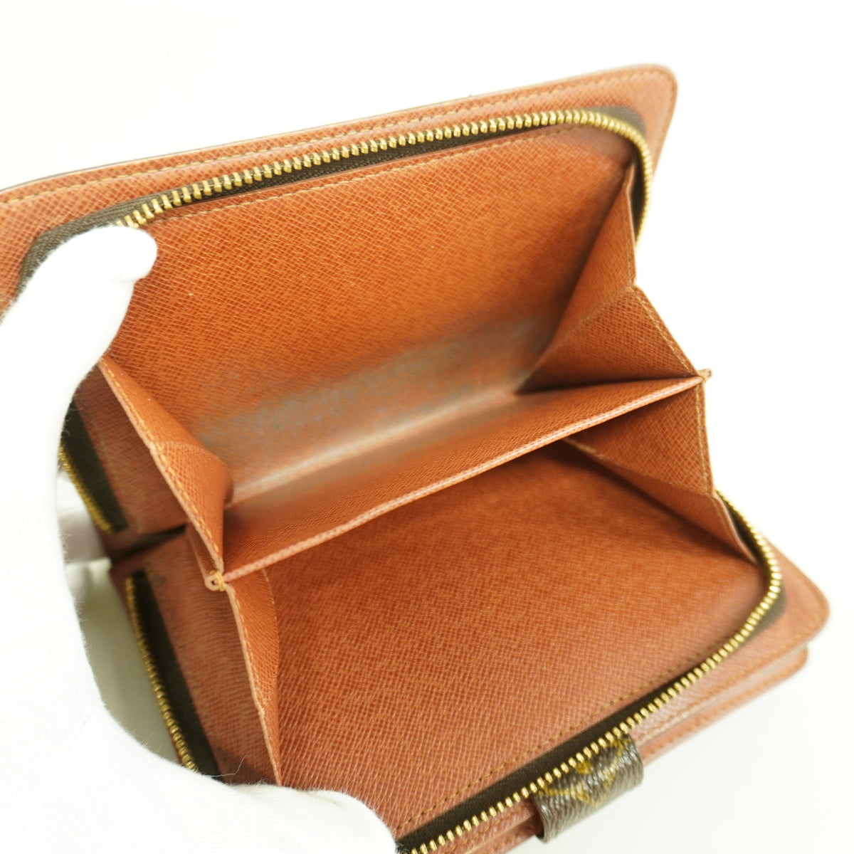 【6hf6406】ルイヴィトン 財布 モノグラム ポルトパピエジップ M61207 ブラウン【中古】レディース