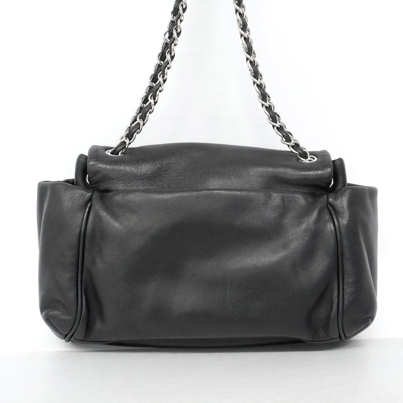 【6hf6416】シャネル ショルダーバッグ チェーンショルダー ラムスキン ブラック シルバー金具【中古】レディース