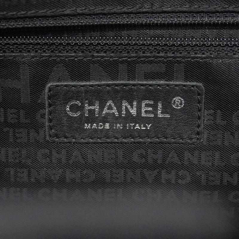 【6hf6417】シャネル チェーントート チョコバー ラムスキン ブラック シルバー金具【中古】レディース