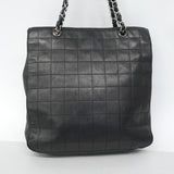 【6hf6417】シャネル チェーントート チョコバー ラムスキン ブラック シルバー金具【中古】レディース