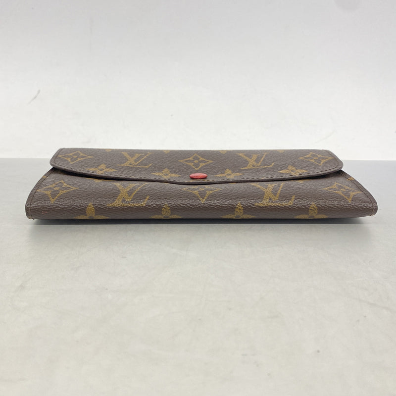 【6hf6432】ルイヴィトン 長財布 モノグラム ポルトフォイユエミリー M60136 ブラウン ルージュ【中古】レディース