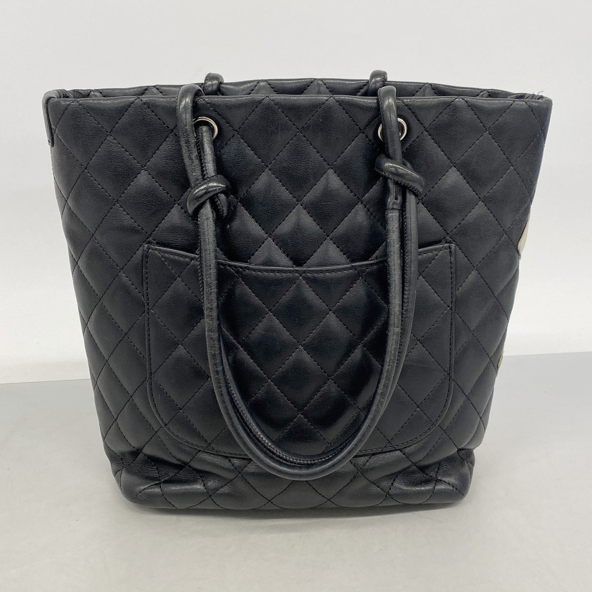 【6hf6434】シャネル トートバッグ カンボン ラムスキン ブラック シルバー金具【中古】レディース