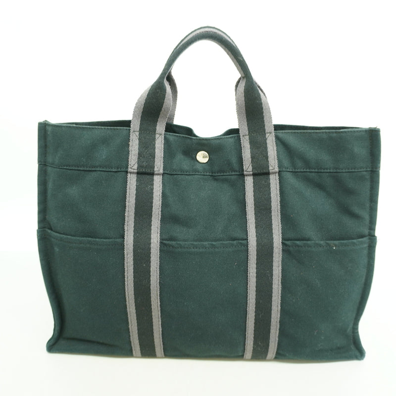 【6hf6436】エルメス トートバッグ フールトゥMM キャンバス ブラック シルバー金具【中古】メンズ レディース ユニセックス