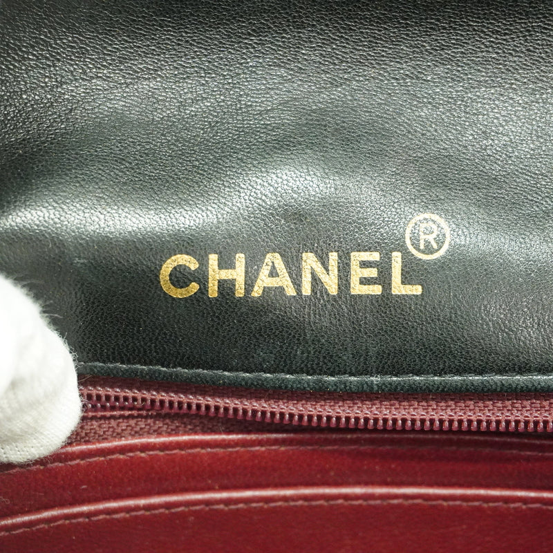 【6hf6437】シャネル ショルダーバッグ ダイアナ チェーンショルダー ラムスキン ブラック ゴールド金具【中古】レディース