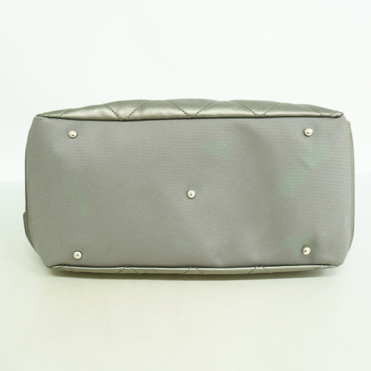 【6hf6438】シャネル ショルダーバッグ パリビアリッツ コーティングキャンバス グレー シルバー金具【中古】レディース