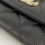 【6hf6446】シャネル コインケース マトラッセ キャビアスキン ブラック ゴールド金具【中古】レディース
