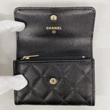 【6hf6446】シャネル コインケース マトラッセ キャビアスキン ブラック ゴールド金具【中古】レディース