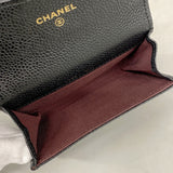 【6hf6447】シャネル カードケース マトラッセ キャビアスキン ブラック ゴールド金具【中古】レディース