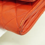 【6hf6454】シャネル 長財布 マトラッセ ラムスキン レッド シルバー金具【中古】レディース