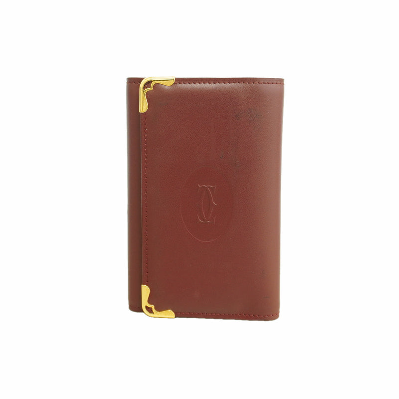 【6hf6472】カルティエ キーケース マスト レザー ボルドー ゴールド金具【中古】レディース
