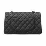 【6hf6473】シャネル ショルダーバッグ マトラッセ Wフラップ Wチェーン キャビアスキン ブラック シルバー金具【中古】レディース