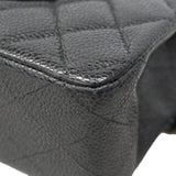 【6hf6473】シャネル ショルダーバッグ マトラッセ Wフラップ Wチェーン キャビアスキン ブラック シルバー金具【中古】レディース