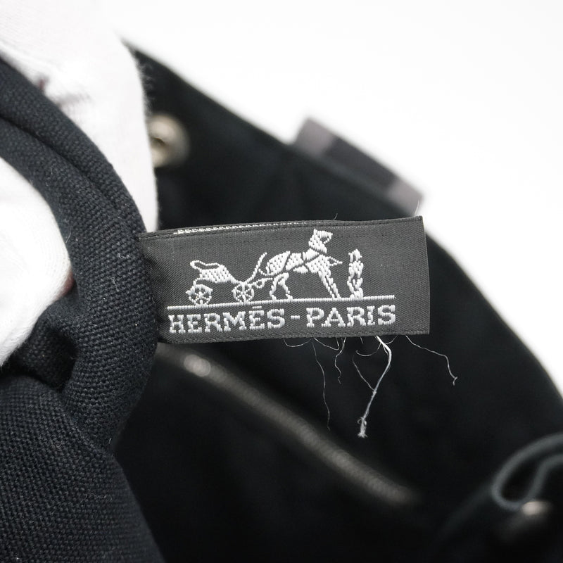 【6ia0001-k】エルメス トートバッグ フールトゥPM キャンバス ブラック シルバー金具【中古】レディース