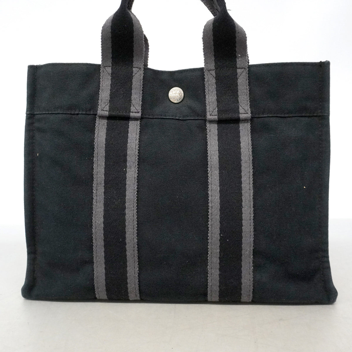 【6ia0001-k】エルメス トートバッグ フールトゥPM キャンバス ブラック シルバー金具【中古】レディース