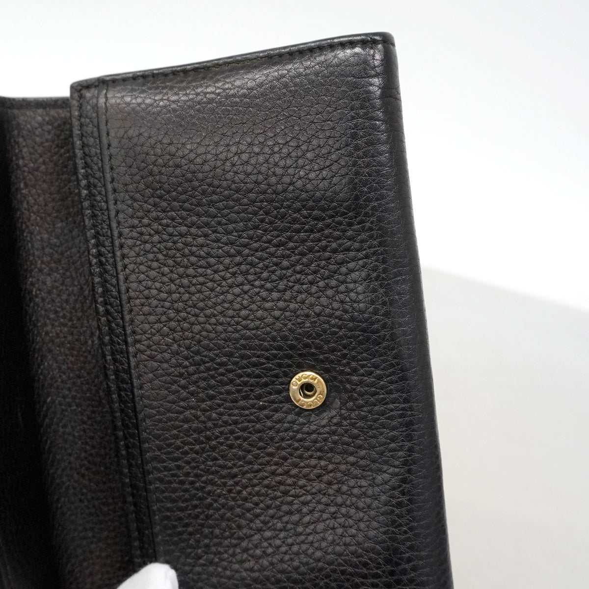 【6ia0010-k】グッチ 長財布 GGマーモント 400586 レザー ブラック ゴールド金具【中古】レディース