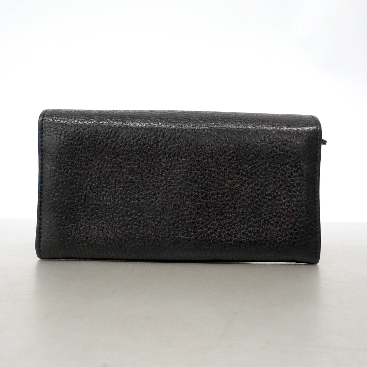 【6ia0010-k】グッチ 長財布 GGマーモント 400586 レザー ブラック ゴールド金具【中古】レディース