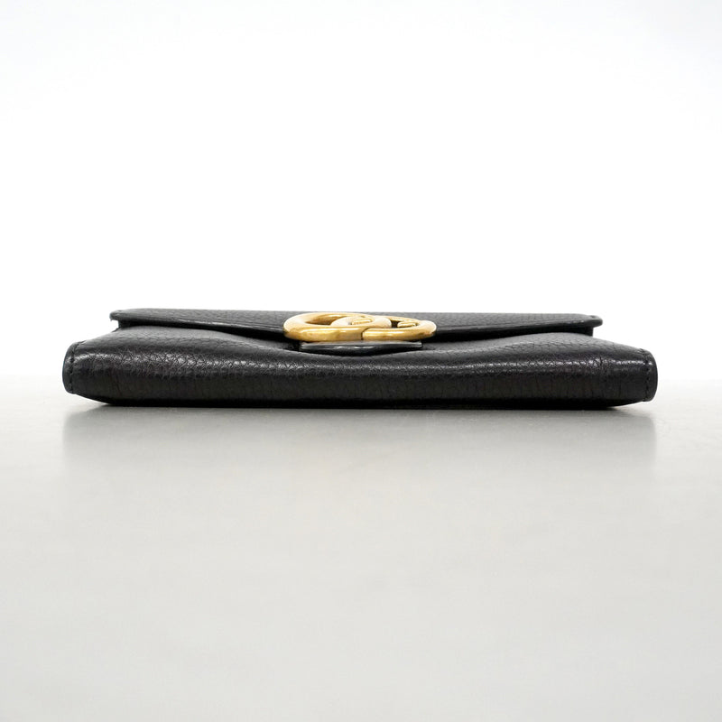 【6ia0010-k】グッチ 長財布 GGマーモント 400586 レザー ブラック ゴールド金具【中古】レディース