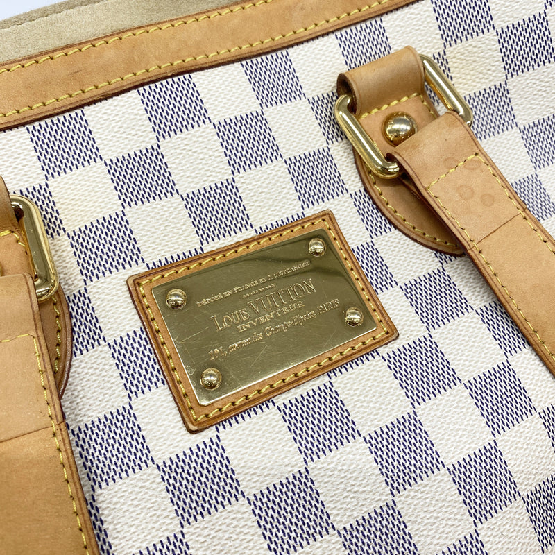 【6ia0029】ルイヴィトン トートバッグ ダミエ・アズール ハムステッドPM N51207 ホワイト【中古】レディース