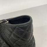 【6ia0064】シャネル チェーントート ラムスキン ブラック シルバー金具【中古】レディース