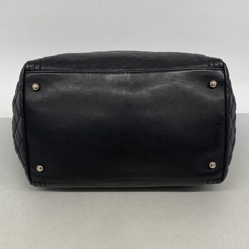 【6ia0064】シャネル チェーントート ラムスキン ブラック シルバー金具【中古】レディース