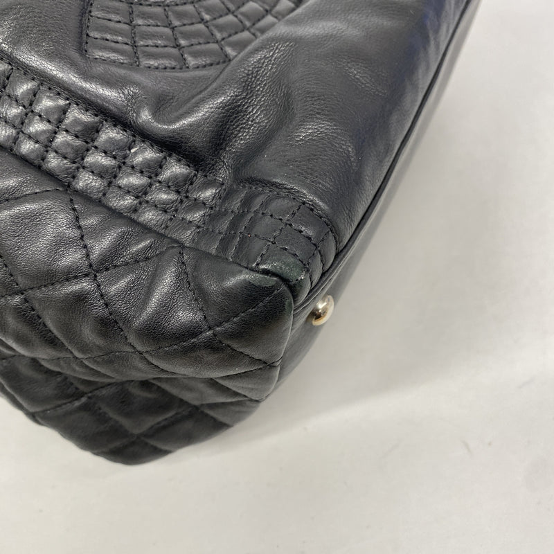 【6ia0064】シャネル チェーントート ラムスキン ブラック シルバー金具【中古】レディース