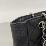 【6ia0065】シャネル チェーントート マトラッセ キャビアスキン ブラック シルバー金具【中古】レディース