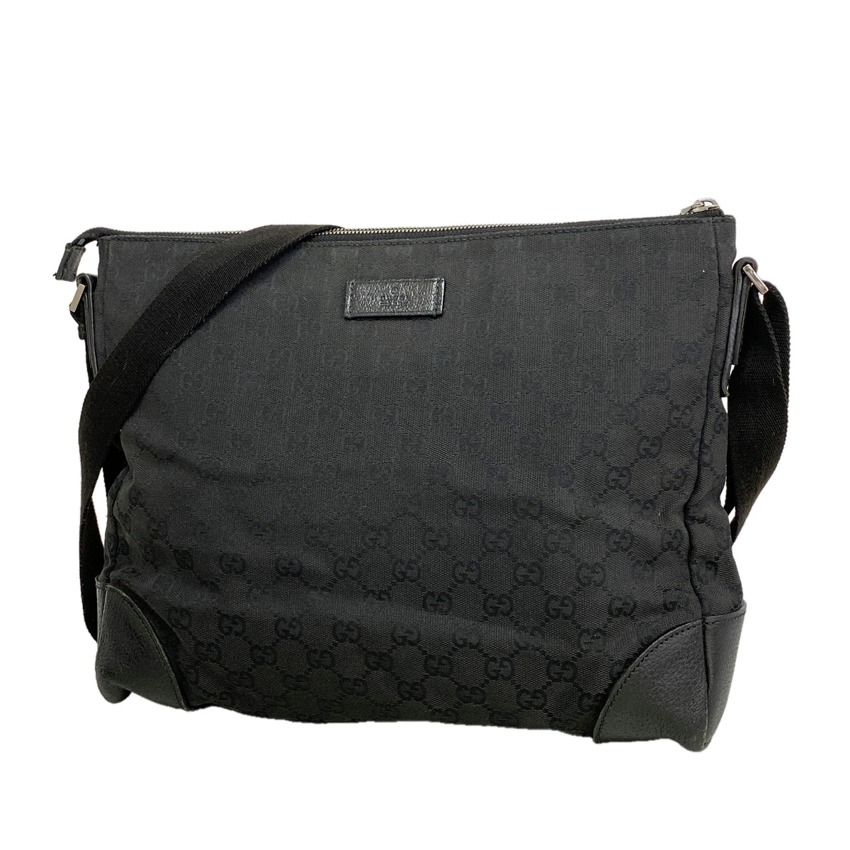 【6ia0076】グッチ ショルダーバッグ GGキャンバス 110054 キャンバス ブラック シルバー金具【中古】レディース