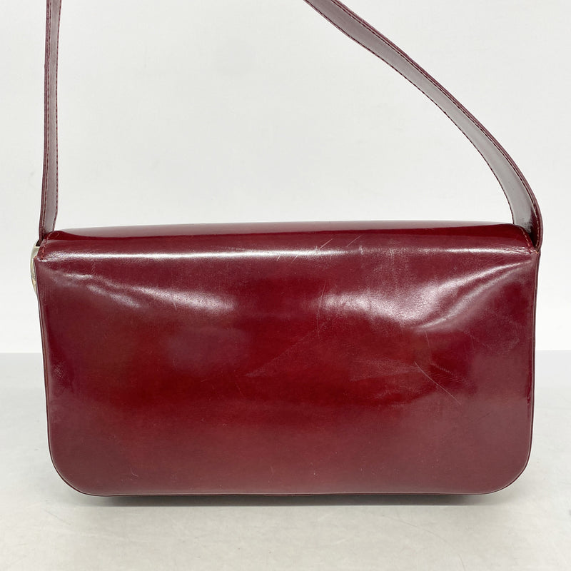 【6ia0086】カルティエ ショルダーバッグ パンテール エナメル ボルドー シルバー金具【中古】レディース