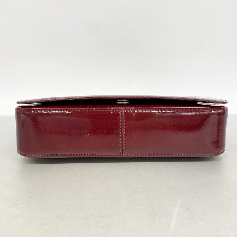 【6ia0086】カルティエ ショルダーバッグ パンテール エナメル ボルドー シルバー金具【中古】レディース