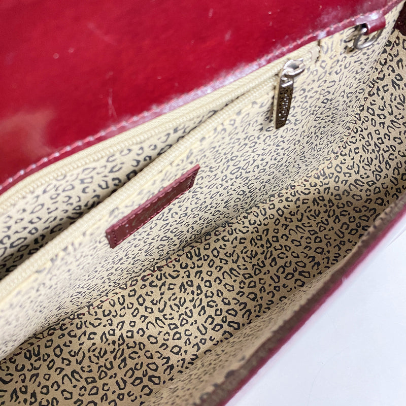 【6ia0086】カルティエ ショルダーバッグ パンテール エナメル ボルドー シルバー金具【中古】レディース