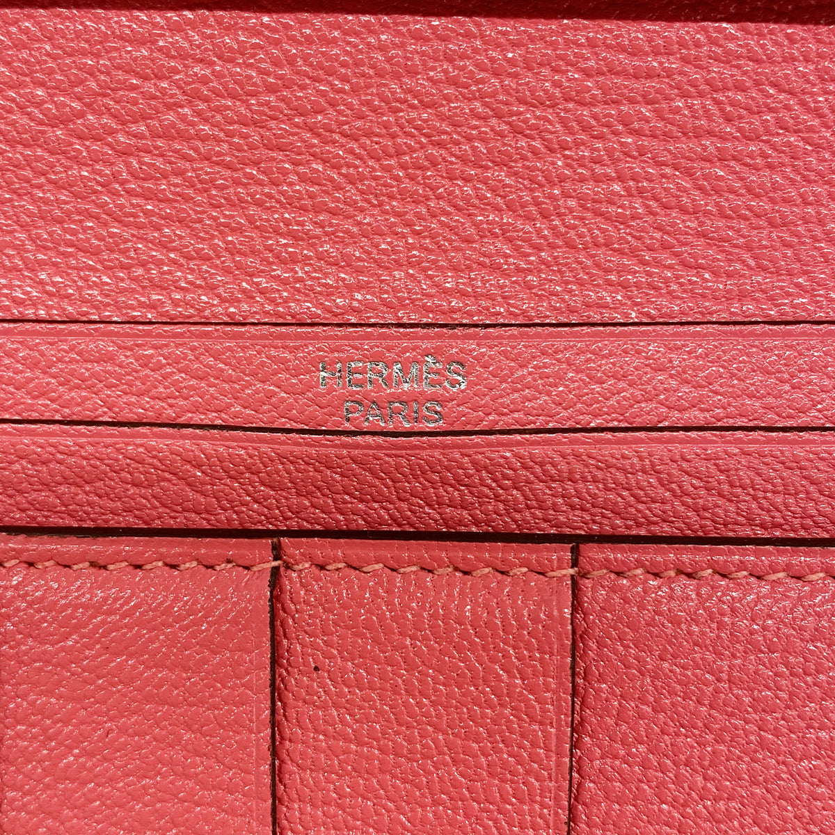 【6ia0095】エルメス 長財布 ベアンスフレ シェブルミゾル ローズアザレ シルバー金具 C刻印【中古】レディース