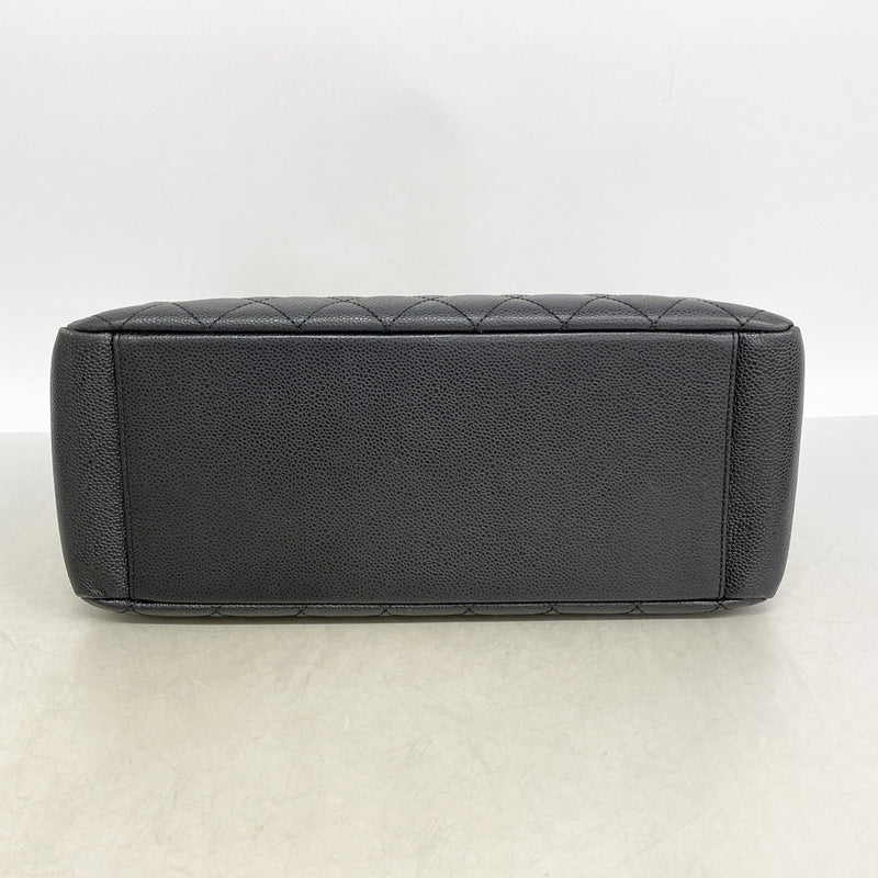 【6ia0120】シャネル チェーントート マトラッセ キャビアスキン ブラック シルバー金具【中古】レディース