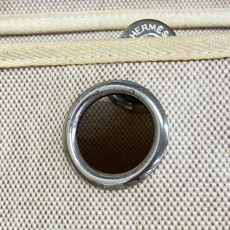【6ia0122】エルメス ハンドバッグ エールバッグMM トワルアッシュ ナチュラル シルバー金具 □C刻印 2wayバッグ【中古】レディース