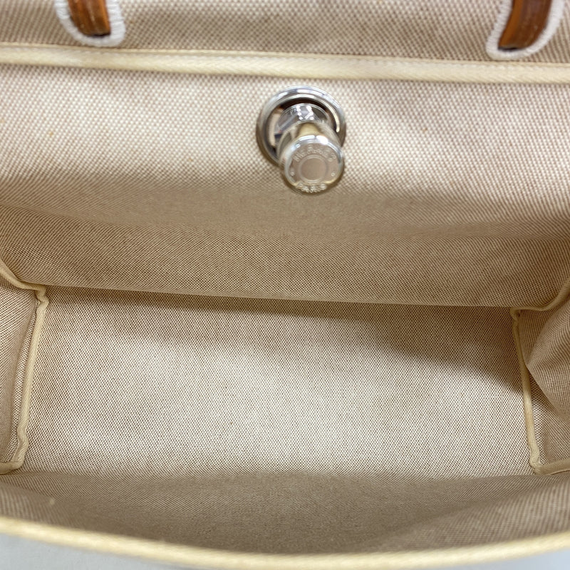 【6ia0122】エルメス ハンドバッグ エールバッグMM トワルアッシュ ナチュラル シルバー金具 □C刻印 2wayバッグ【中古】レディース