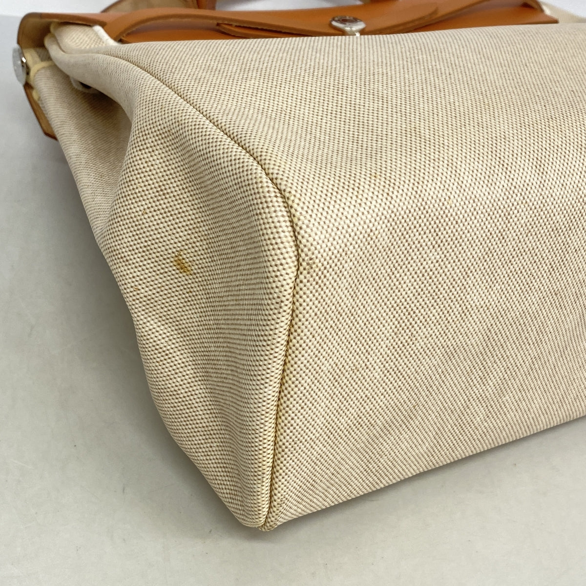【6ia0122】エルメス ハンドバッグ エールバッグMM トワルアッシュ ナチュラル シルバー金具 □C刻印 2wayバッグ【中古】レディース