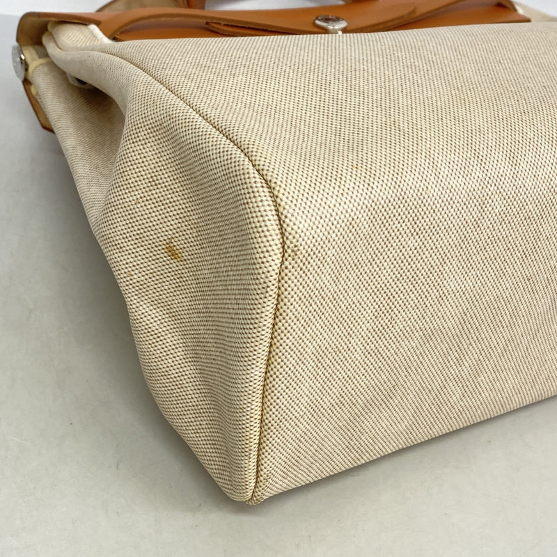 【6ia0122】エルメス ハンドバッグ エールバッグMM トワルアッシュ ナチュラル シルバー金具 □C刻印 2wayバッグ【中古】レディース