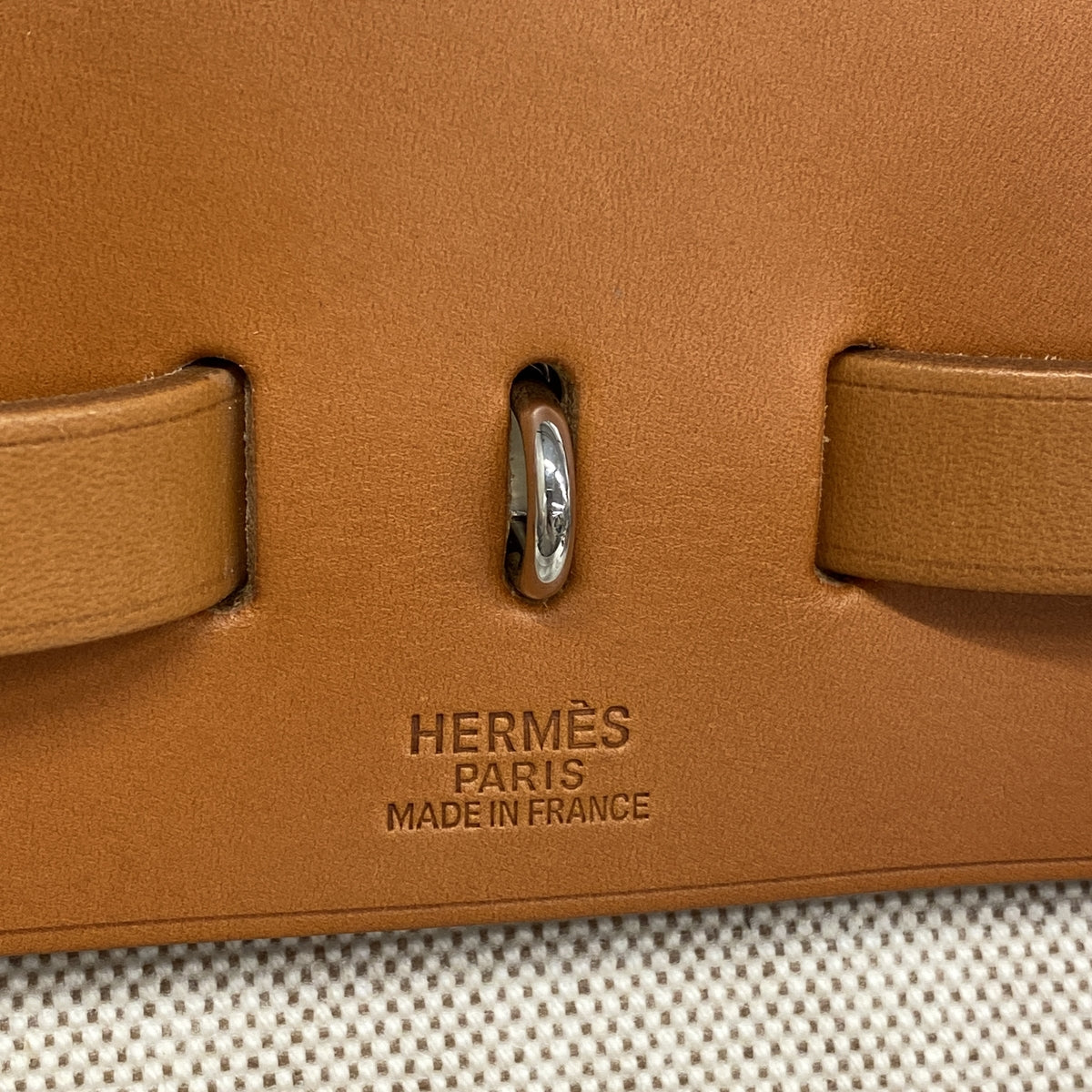 【6ia0122】エルメス ハンドバッグ エールバッグMM トワルアッシュ ナチュラル シルバー金具 □C刻印 2wayバッグ【中古】レディース
