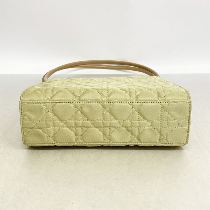 【6ia0124】クリスチャンディオール ショルダーバッグ カナージュ ナイロン グリーン シルバー金具【中古】レディース