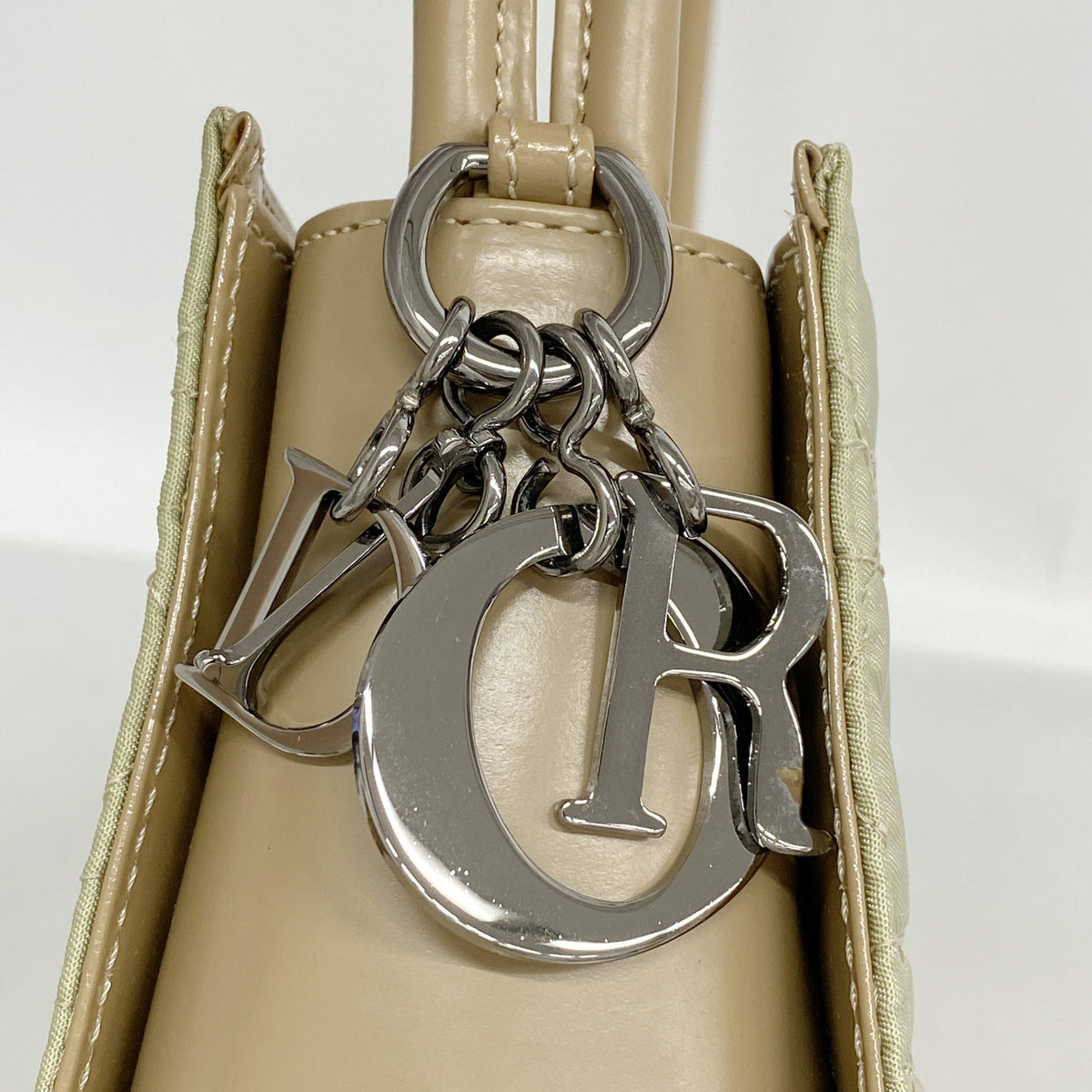 【6ia0124】クリスチャンディオール ショルダーバッグ カナージュ ナイロン グリーン シルバー金具【中古】レディース