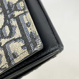 【6ia0125】クリスチャンディオール 長財布 オブリーク キャンバス ベージュ ブラック シルバー金具【中古】メンズ