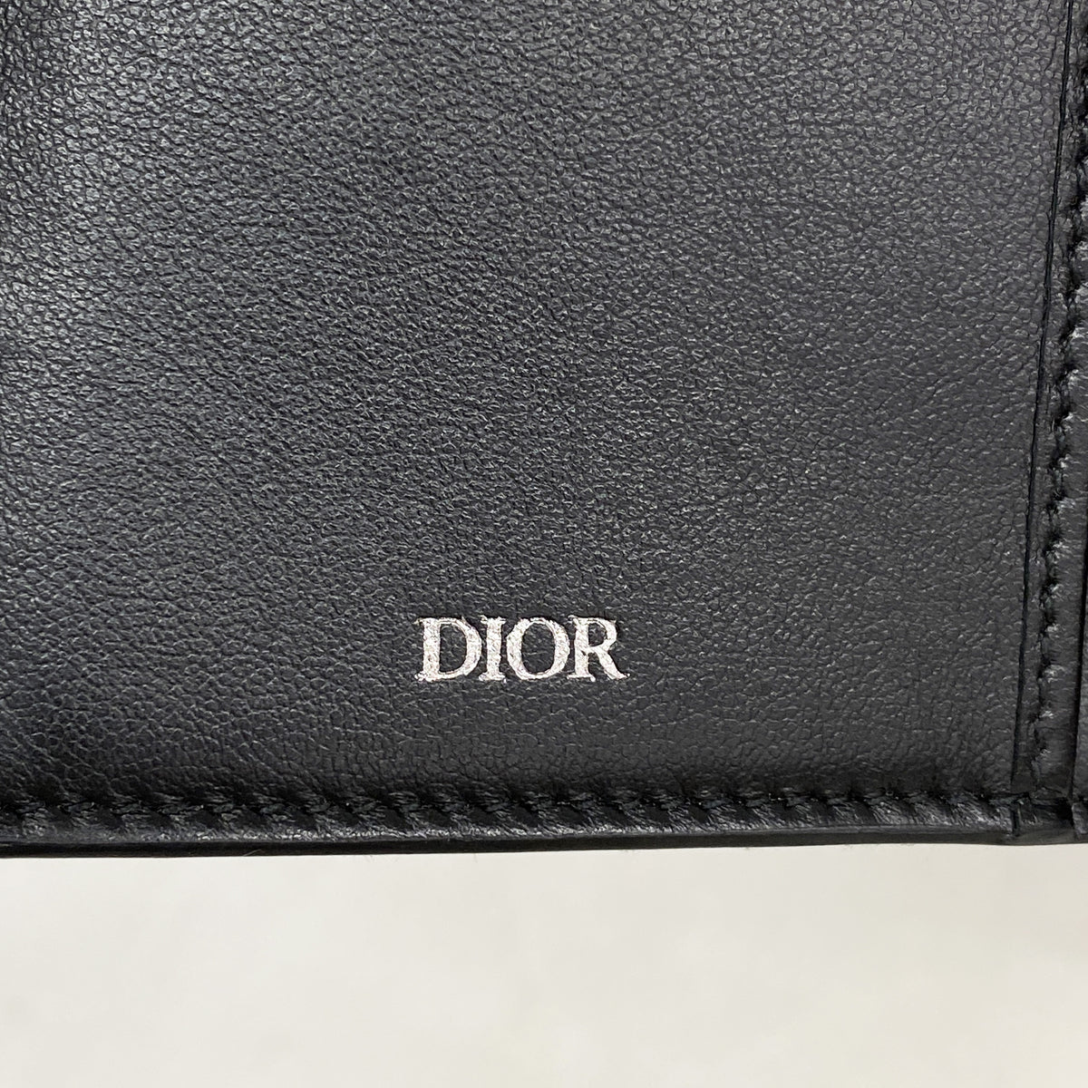 【6ia0125】クリスチャンディオール 長財布 オブリーク キャンバス ベージュ ブラック シルバー金具【中古】メンズ