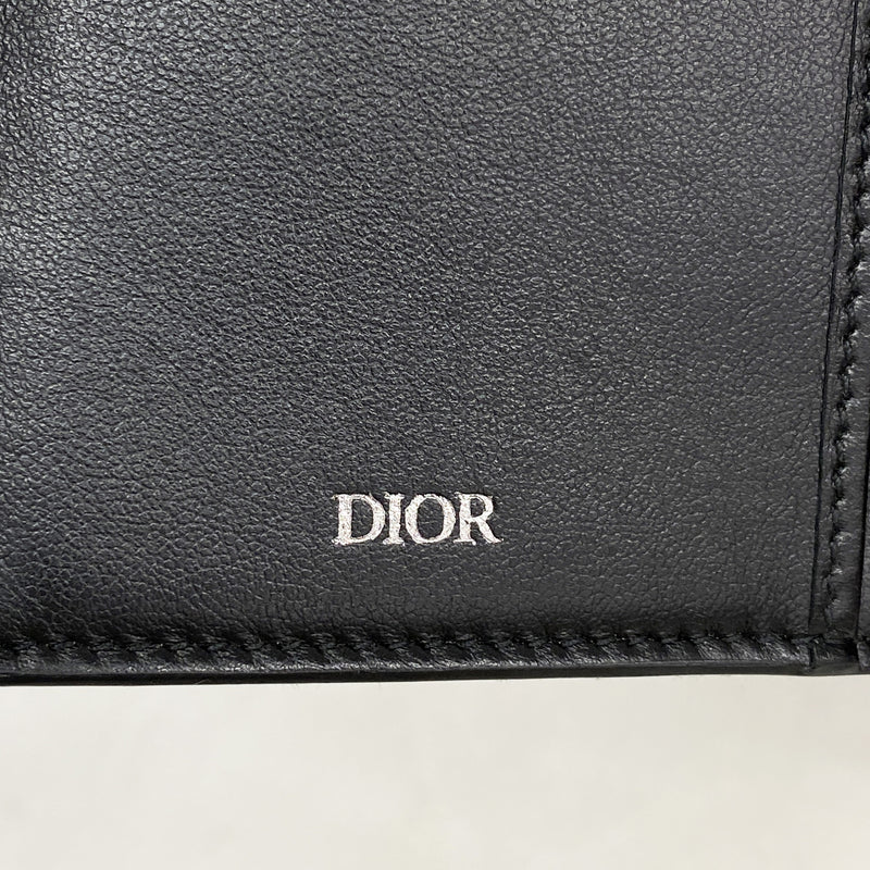 【6ia0125】クリスチャンディオール 長財布 オブリーク キャンバス ベージュ ブラック シルバー金具【中古】メンズ