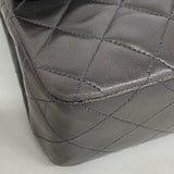 【6ia0129】シャネル ショルダーバッグ マトラッセ Wフラップ Wチェーン ラムスキン ブラック ゴールド金具【中古】レディース