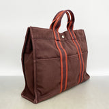 【6ia0139】エルメス トートバッグ フールトゥMM キャンバス ブラウン シルバー金具【中古】メンズ レディース ユニセックス