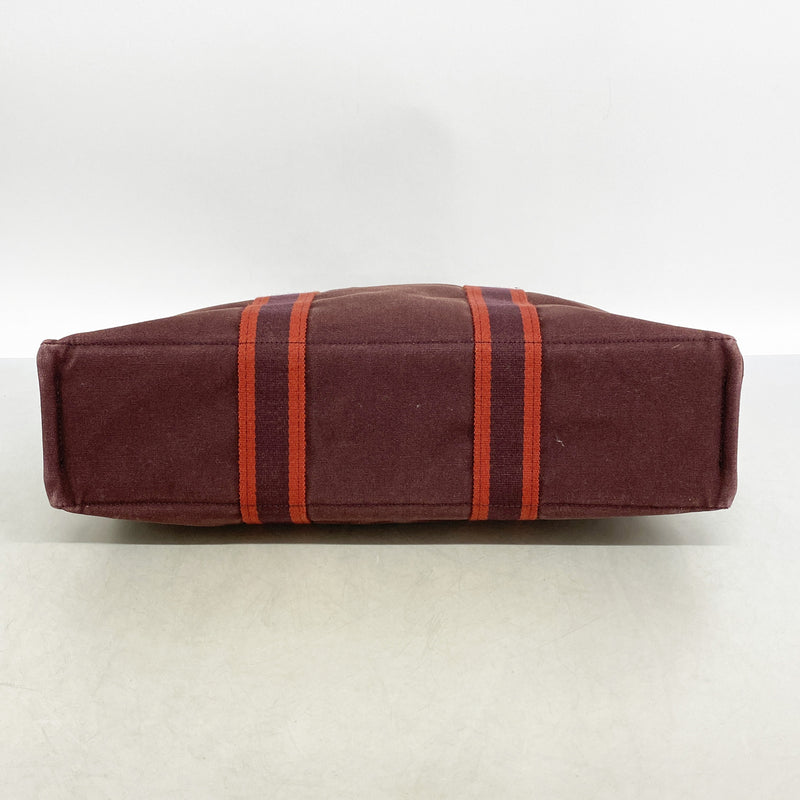 【6ia0139】エルメス トートバッグ フールトゥMM キャンバス ブラウン シルバー金具【中古】メンズ レディース ユニセックス