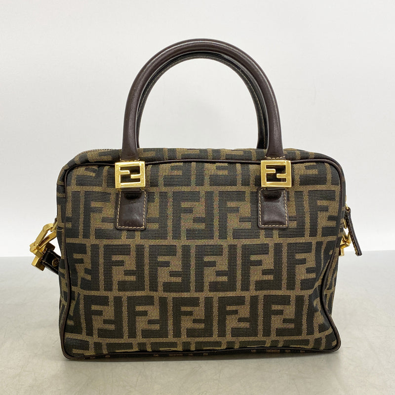 【6ia0140】フェンディ ハンドバッグ ズッカ ナイロンキャンバス ブラウン ゴールド金具 2wayバッグ【中古】レディース