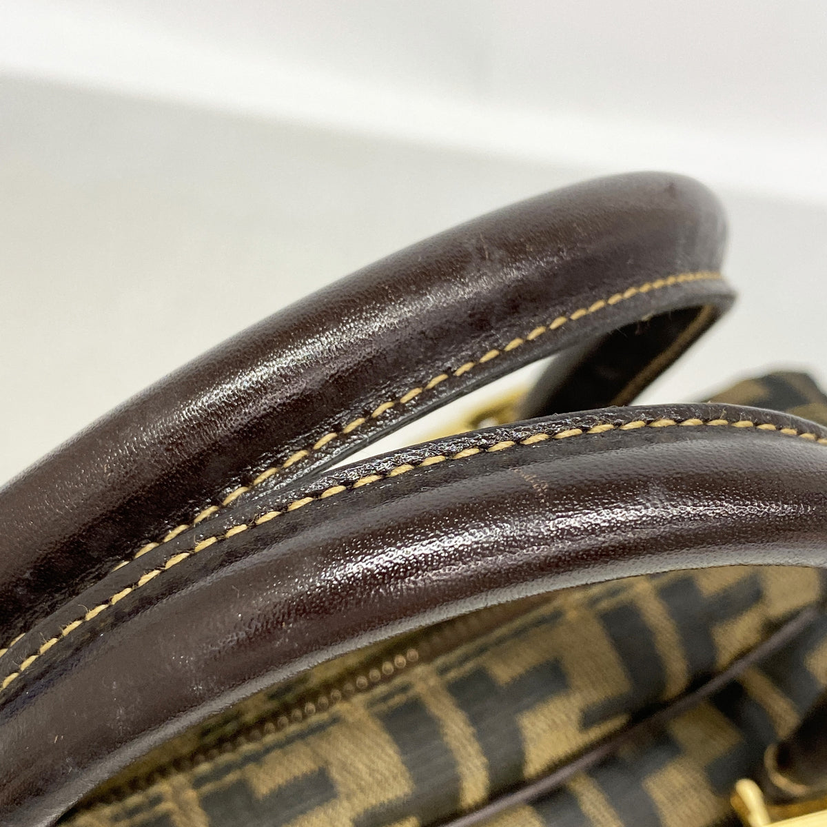 【6ia0140】フェンディ ハンドバッグ ズッカ ナイロンキャンバス ブラウン ゴールド金具 2wayバッグ【中古】レディース