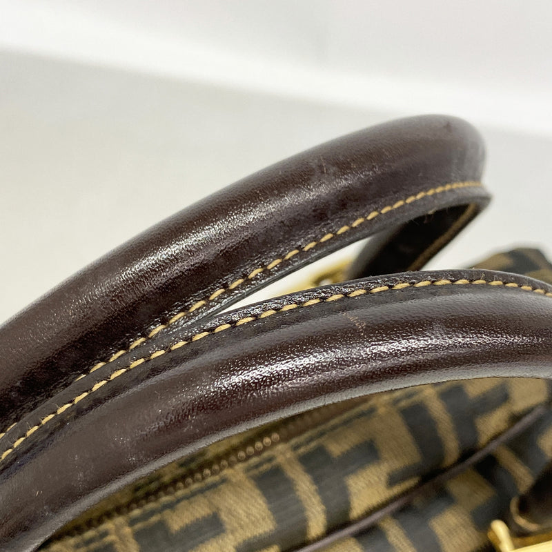 【6ia0140】フェンディ ハンドバッグ ズッカ ナイロンキャンバス ブラウン ゴールド金具 2wayバッグ【中古】レディース