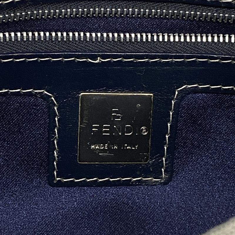 【6ia0149】フェンディ ハンドバッグ ズッキーノ マンマバケット ナイロンキャンバス ネイビー シルバー金具【中古】レディース