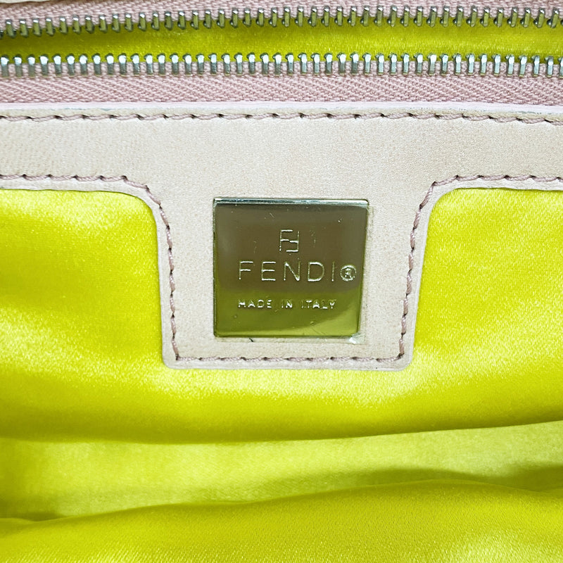 【6ia0174】フェンディ ハンドバッグ マンマバケット レザー ピンク シルバー金具【中古】レディース